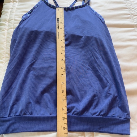 Athleta Girls Purple and Blue Tank Top with Built In Bra Criss-Cross Straps Sz L - Picture 5 of 12